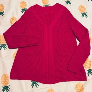 Talbots Wool Blend V-Neck Sweater in Cranberry